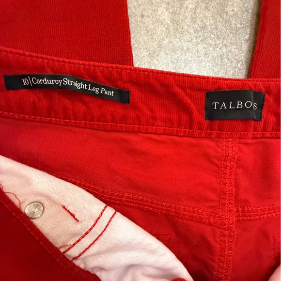 Talbots Red Stretch Corduroy Straight Leg Pants Womens Size 10 - Picture 5 of 10